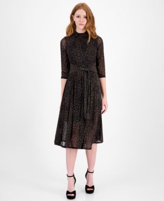 Robbie Bee - Petite Mock Neck Printed Midi Dress