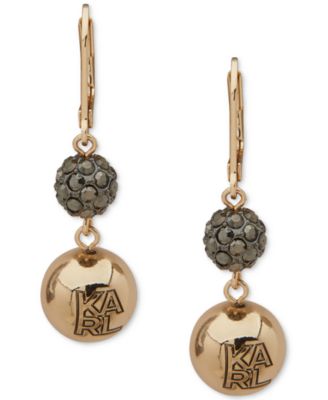 KARL LAGERFELD PARIS - Pav&eacute; Fireball & Logo Bead Double Drop Earrings