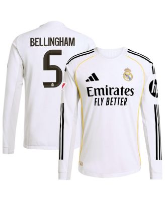 adidas - Men's Jude Bellingham White Real Madrid 2025/26 Home Authentic Long Sleeve Jersey