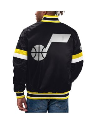 Men's Black Utah Jazz Home Game Satin Full-Snap Varsity Jacket