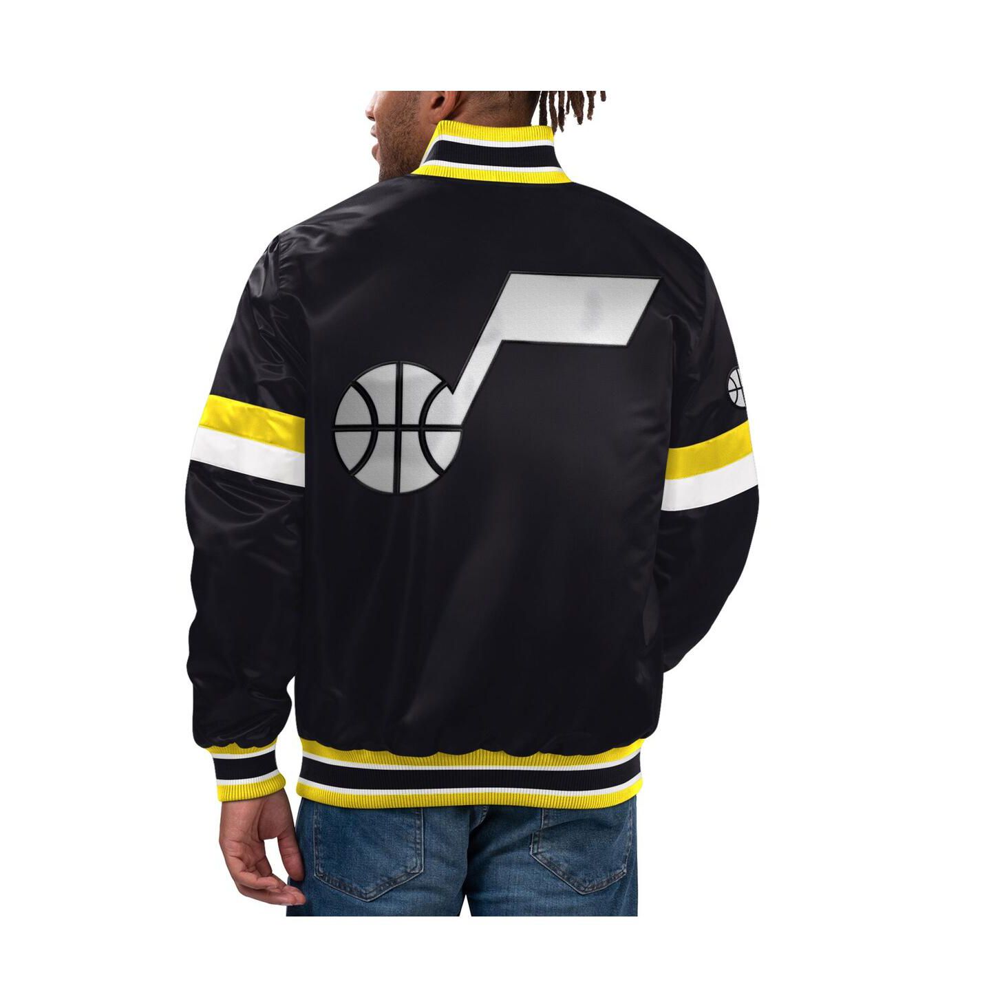 Мужская куртка Starter Black Utah Jazz Home Game Satin Full-Snap Varsity — фото 2