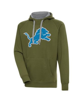 Antigua - Men's Olive Detroit Lions Primary Logo Victory Pullover Hoodie
