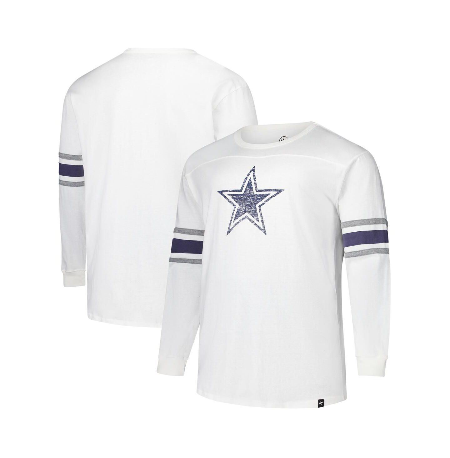 Мужская футболка '47 Brand White Dallas Cowboys Big & Tall Premier Brex Long Sleeve — фото 1