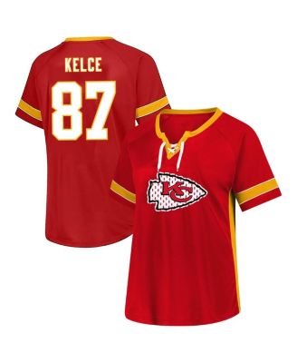 Fanatics - Women's&nbsp;Travis Kelce Red Kansas City Chiefs Plus Size Name Number Lace-Up T-Shirt