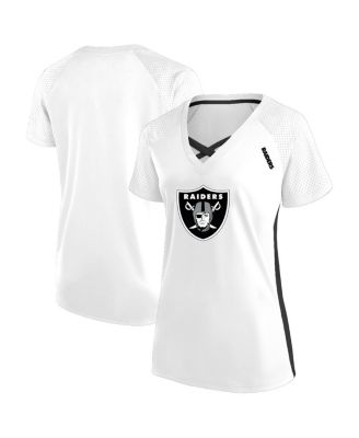 Fanatics - Women's White Las Vegas Raiders Plus Size Glitter Lace-Up V- Neck T-Shirt