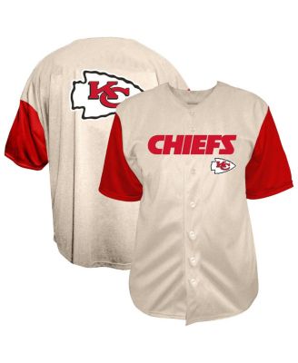 Fanatics - Men's Cream Kansas City Chiefs Vintage Full-Button Short Sleeve Shirt