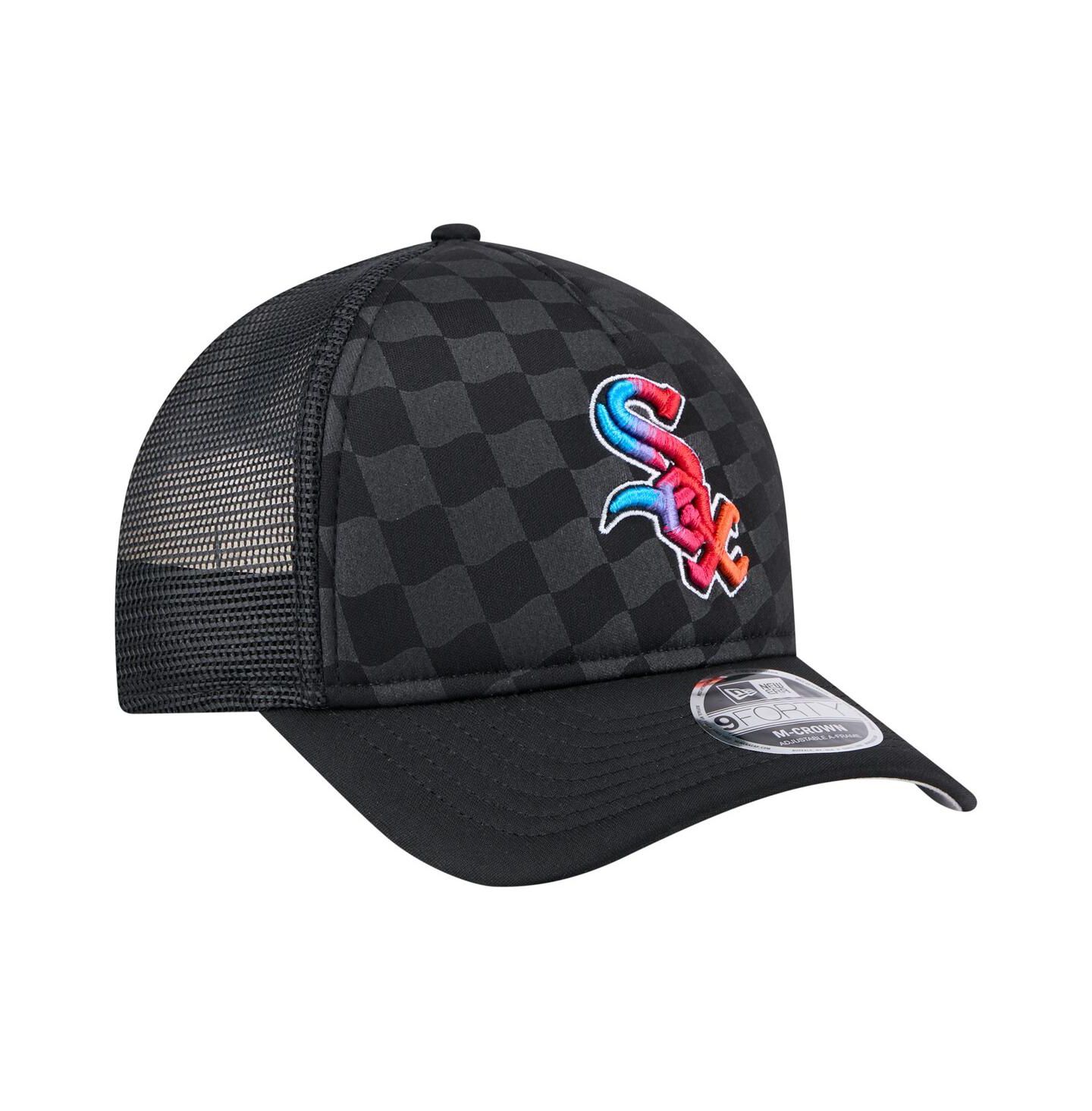 Мужская кепка New Era Black Chicago White Sox Gradient 9FORTY A-Frame M-Crown Trucker Adjustable Hat — фото 3