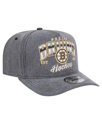 Men's Charcoal Boston Bruins Throwback Washed A-Frame Pre-Curved 9FIFTY Snapback Hat