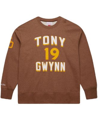 Men's Tony Gwynn Brown San Diego Padres Legends Collection Vintage Logo Name Number Fleece Pullover Sweatshirt