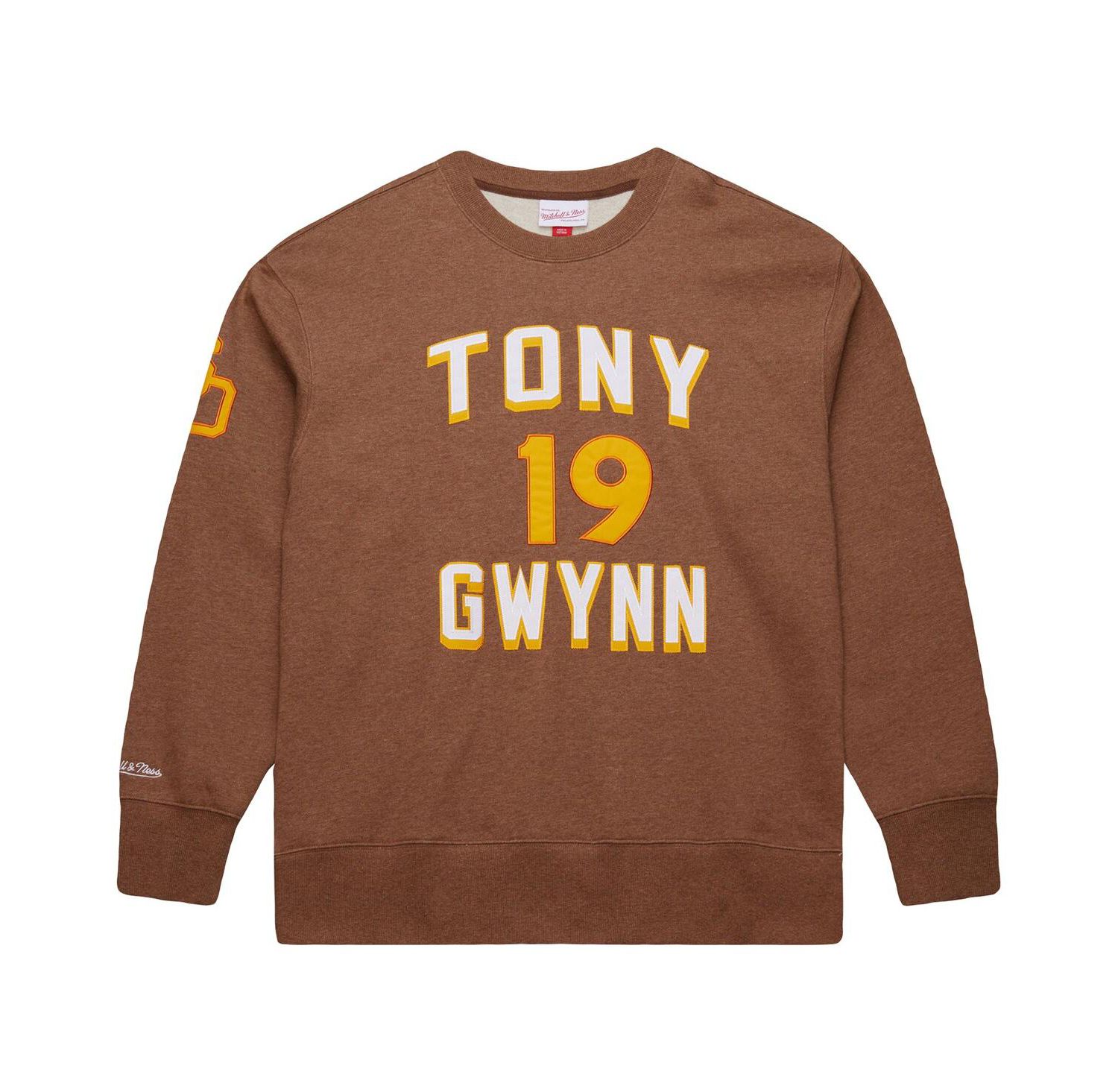 Men's Tony Gwynn Brown San Diego Padres Legends Collection Vintage Logo Name & Number Fleece Pullover Sweatshirt