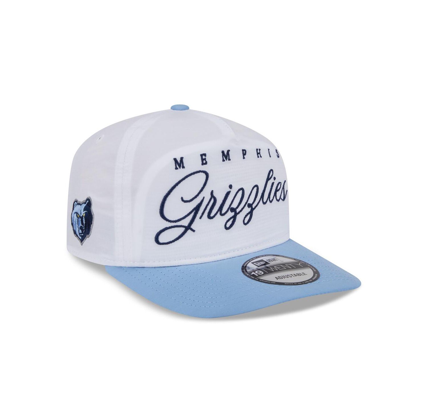 Men's White/Light Blue Memphis Grizzlies 2025 NBA Draft On-Stage Nylon 19TWENTY Adjustable Hat