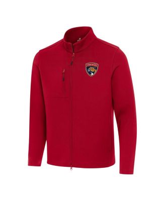 Antigua - Men's Red Florida Panthers Objection Double-Peached Full-Zip Jacket