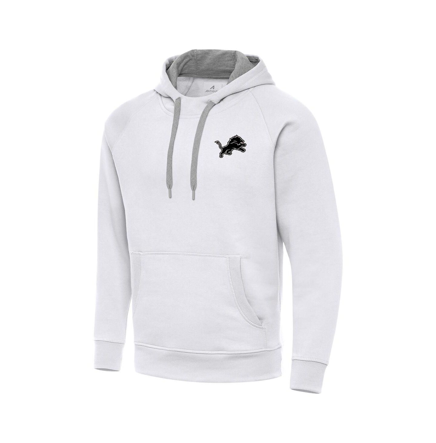 Мужское худи Antigua White Detroit Lions Brushed Carbon Victory Pullover — фото 3