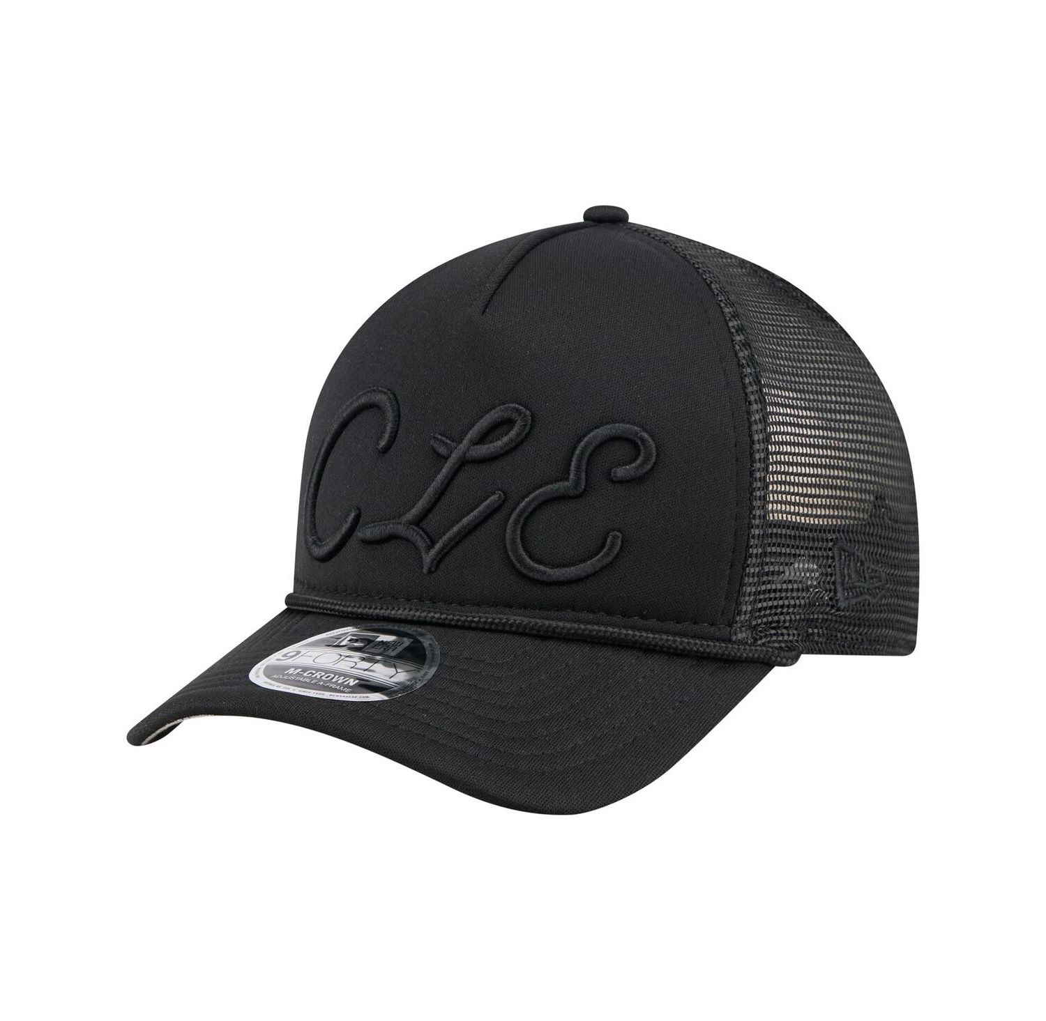 Men's Black Cleveland Guardians City Initial 9FORTY A-Frame M-Crown Adjustable Trucker Hat