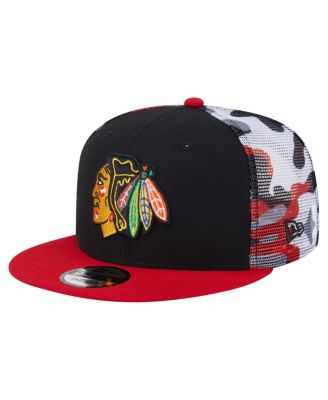 New Era - Men's Black/Red Chicago Blackhawks Camo Meshback 9FIFTY Snapback Hat
