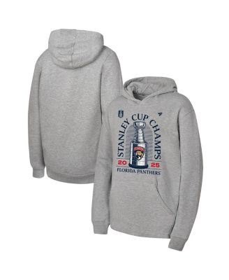 Fanatics - Big Boys and Girls Heather Gray Florida Panthers 2025 Stanley Cup Champions Locker Room Pullover Hoodie