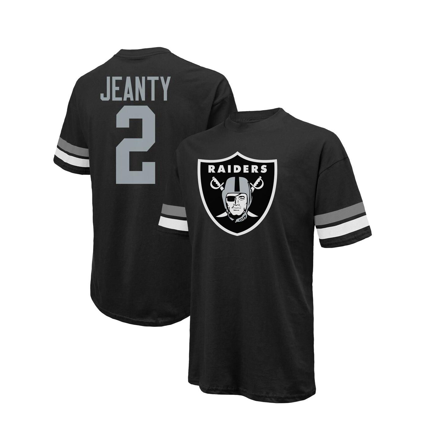 Мужская футболка Majestic Ashton Jeanty Black Las Vegas Raiders 2025 NFL Draft First Round Pick Oversized — фото 1