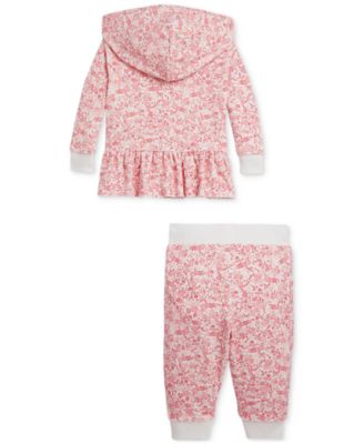 Baby Girls Floral Velour Hoodie & Pant Set