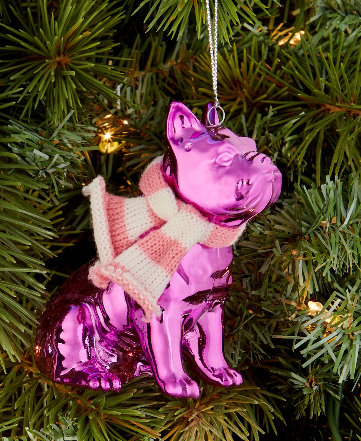Holiday Lane Eclectic Charm Pink Glitter Dog Ornament, Macy's Exclusive In Purple