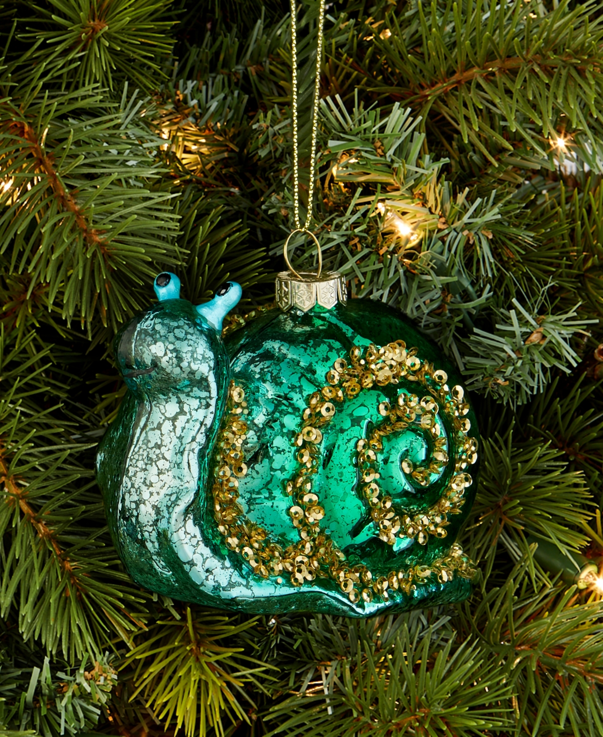 Holiday Lane Enchanted Forest Glass Snail Ornament, Macy's Exclusive In Green