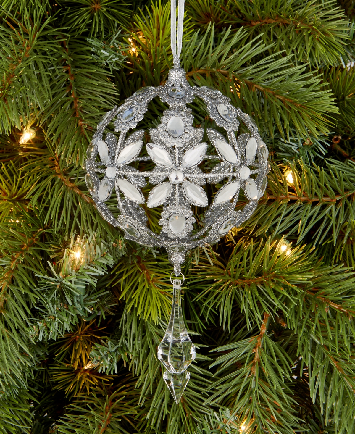 Holiday Lane Jeweled Classics Embellished Ball Ornament, Macy's Exclusive In Transparent