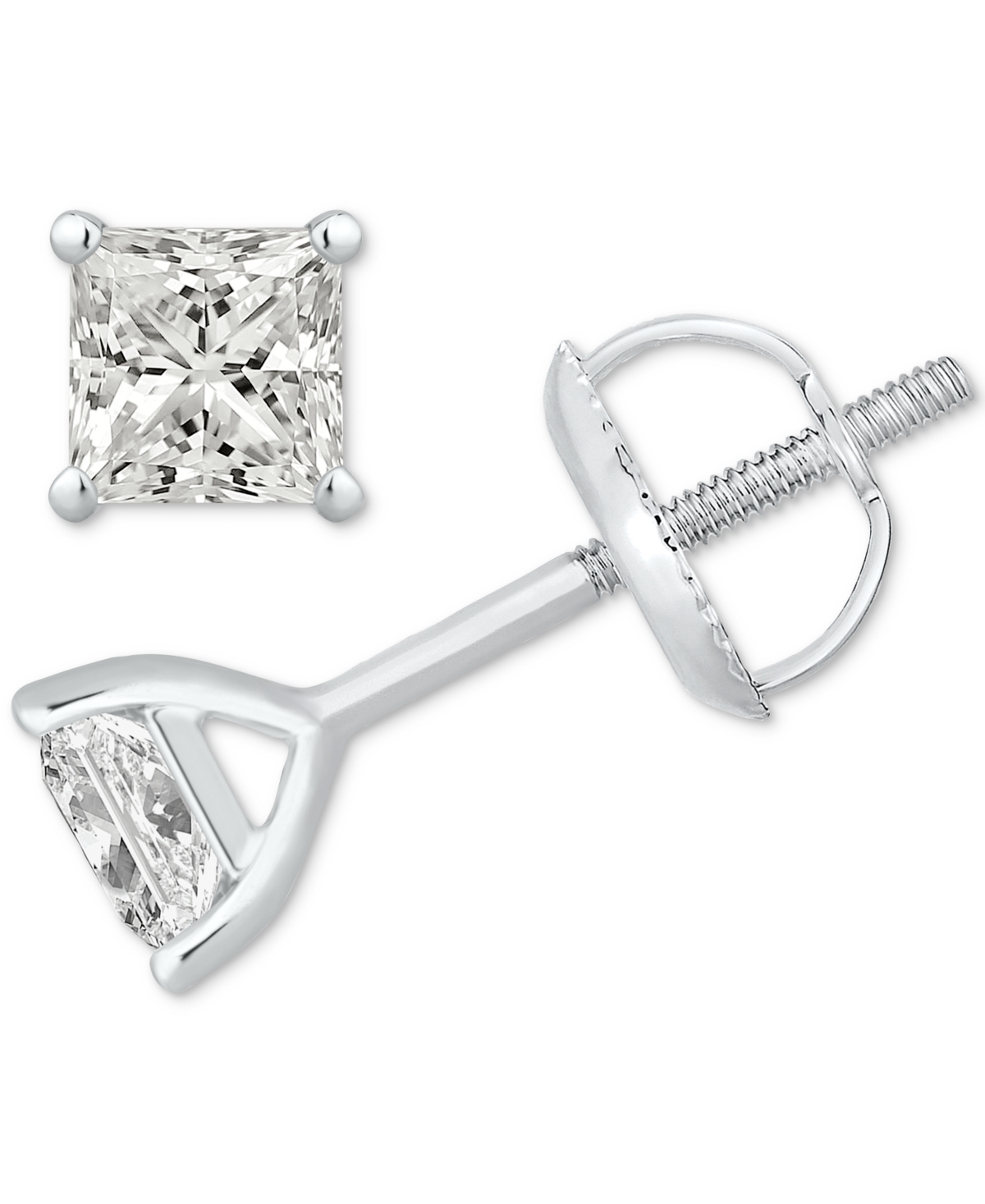 Gia Certified Diamond Princess-Cut Stud Earrings (1 ct. t.w.) in 14K White Gold - White Gold