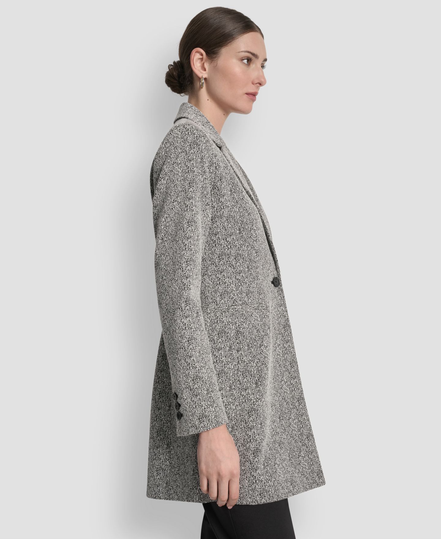 Женский пиджак DKNY Notch-Lapel Single-Button Long-Sleeve Blazer, цвет: Чёрный / Белый — фото 3
