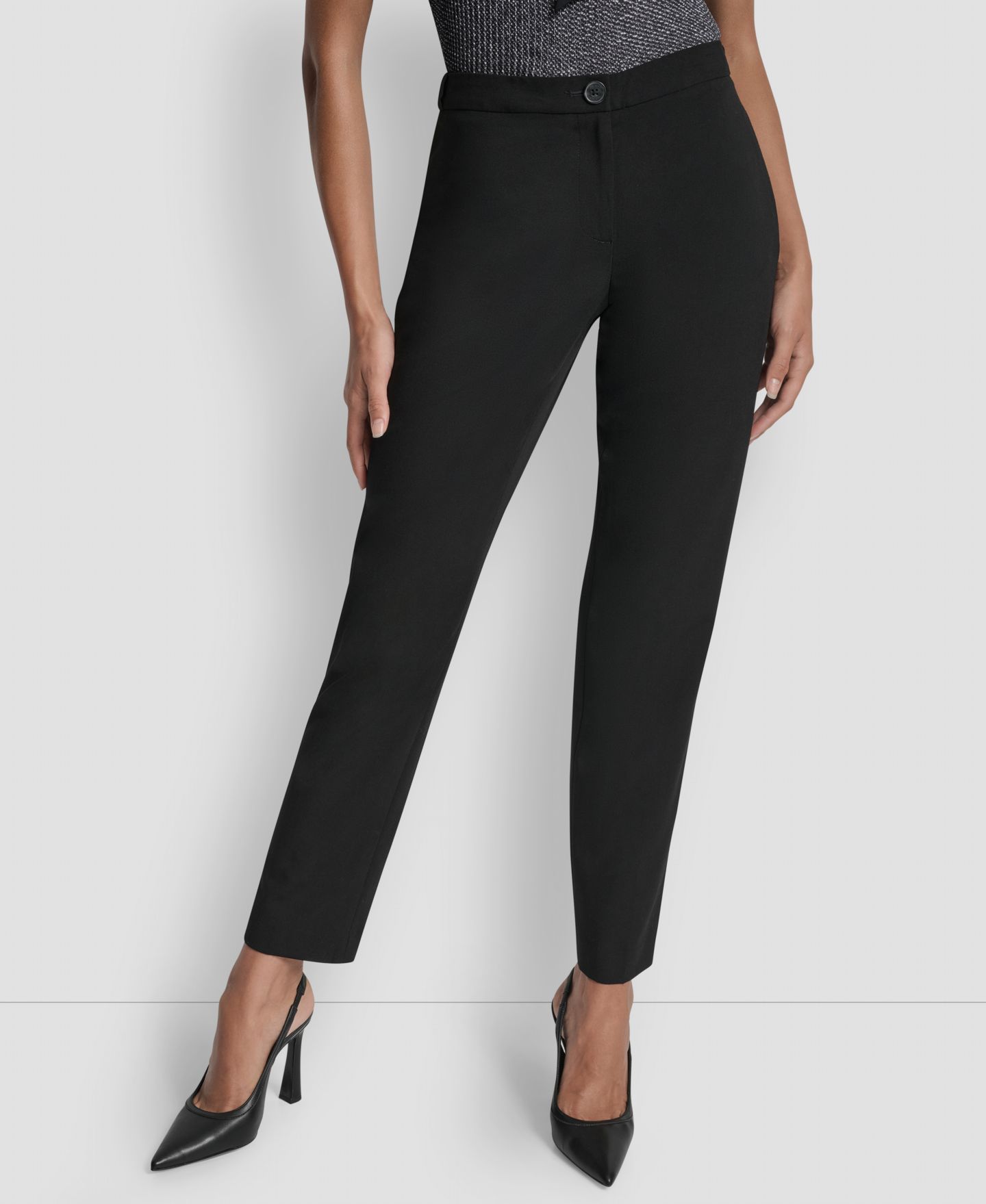 Женские брюки DKNY Slim Ankle Trousers, цвет: Чёрный — фото 1