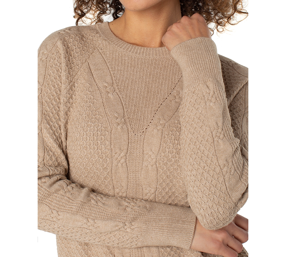 Liverpool Los Angeles Cable Knit Sweater In Multi