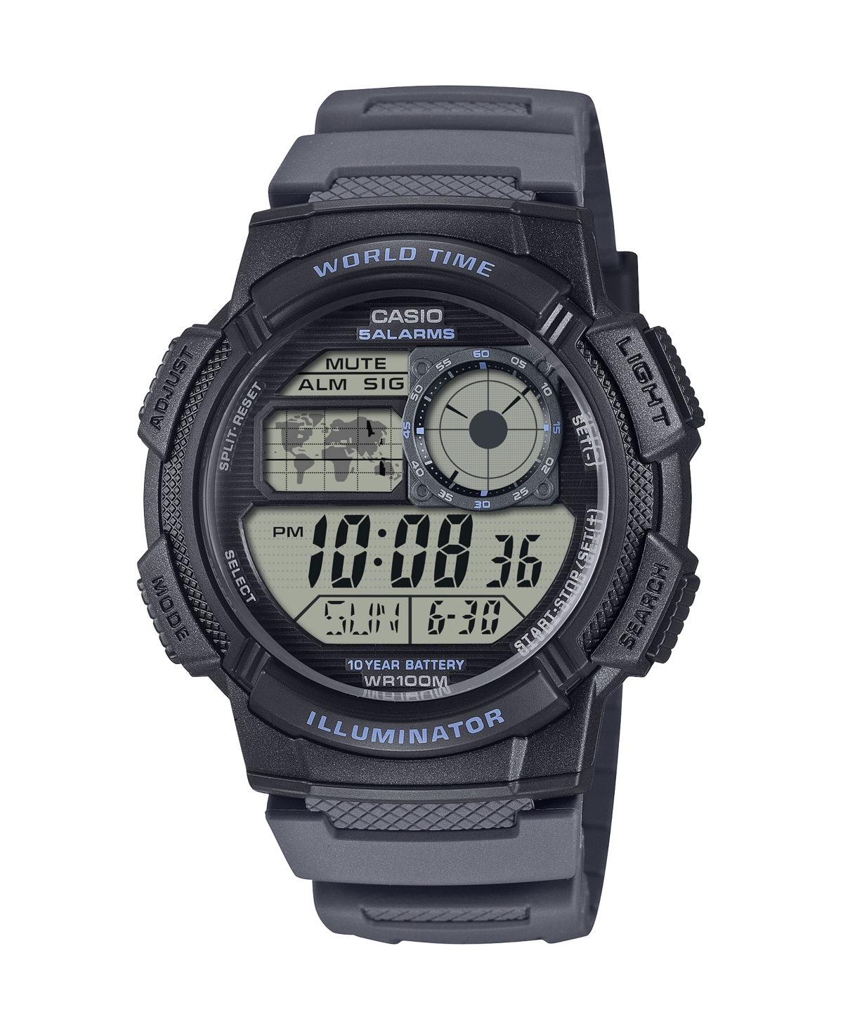 Men's Digital Gray Resin Watch, 45mm - Gray