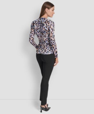 Women's Printed V-Neck Ruched Top