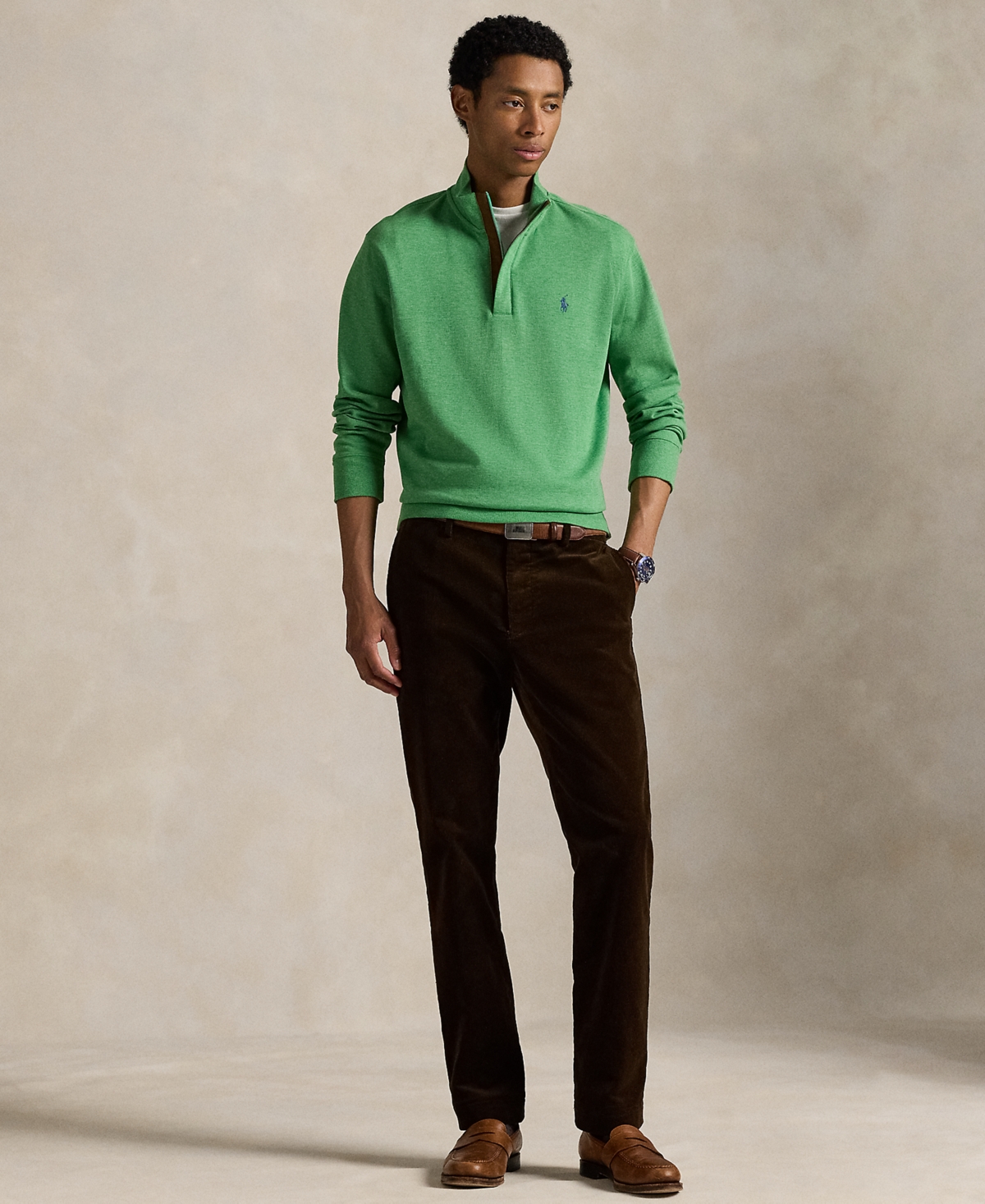Polo Ralph Lauren Men's Luxury Jersey Quarter-zip Pullover In Green