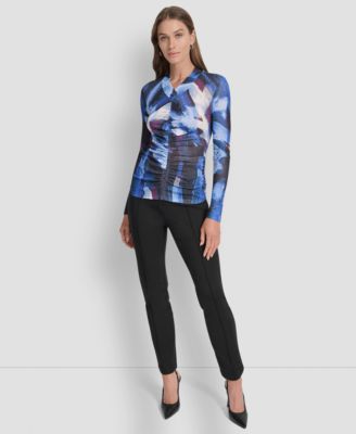 Women's Printed V-Neck Ruched Top