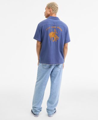 Men's Camp Joss Regular-Fit Embroidered Button-Down Shirt, Inside Out Regular-Fit T-Shirt & Mousse Baggy Jeans, Macy's Exclusive