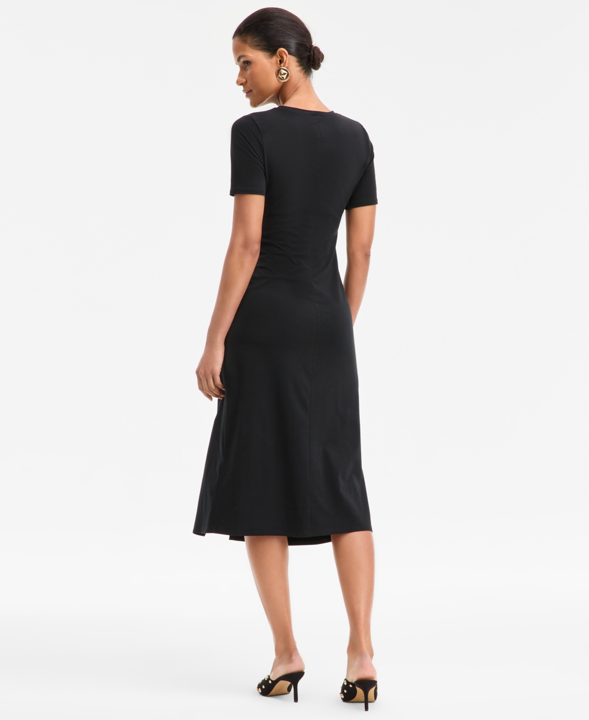 Inc International Concepts Women's Tie-front Shirt Dress, Exclusively At Macy's In Black