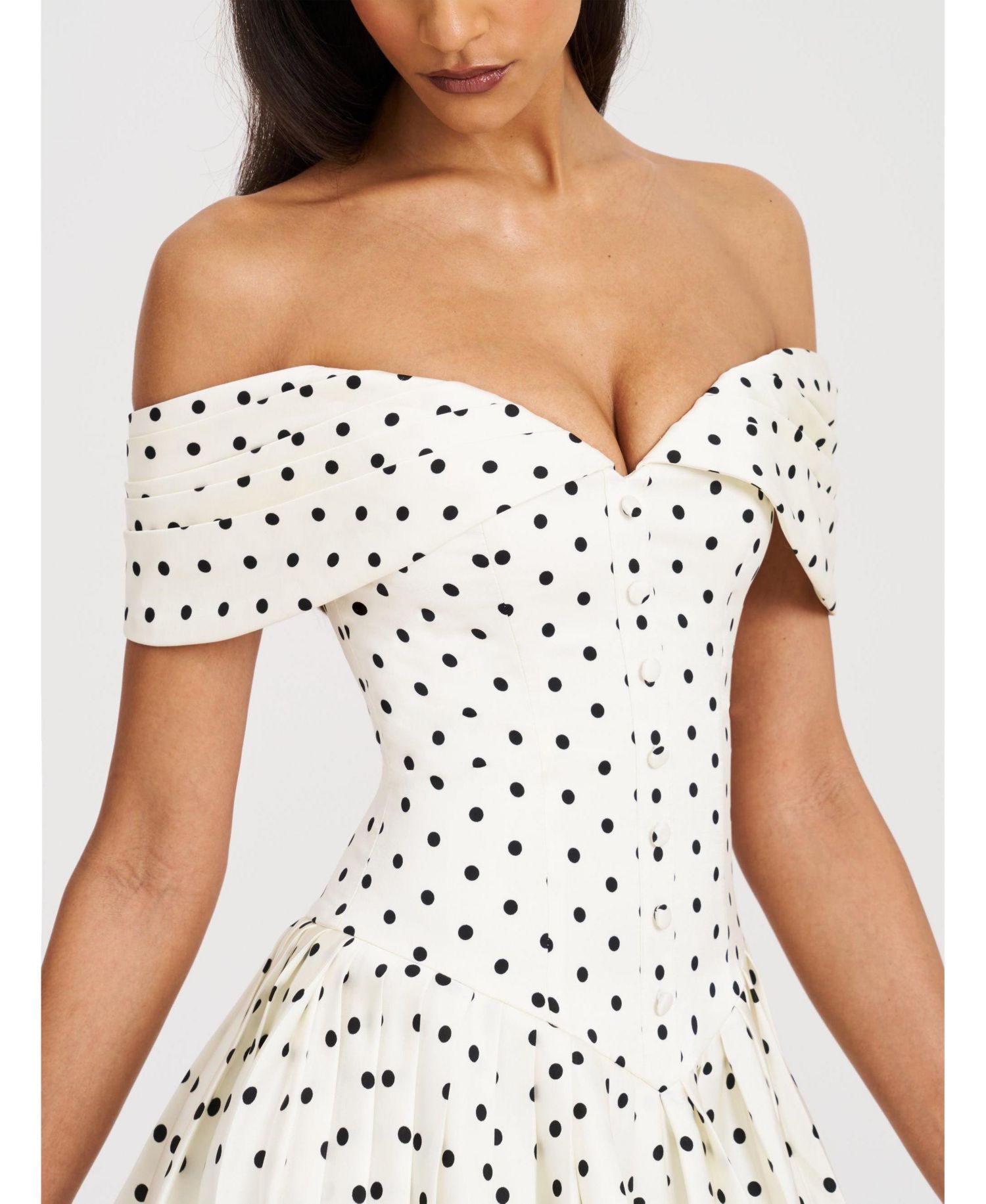 Women's Edeline Polka Dot Off-shoulder Pleated Mini Dress