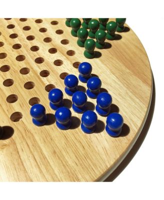 Solid Wood Chinese Checkers with Wooden Pegs - 11.5 inch Diameter