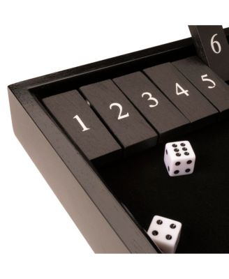 12 Number Shut the Box Board Game, Black Stained Wood, 13.5 in.
