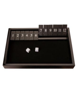 12 Number Shut the Box Board Game, Black Stained Wood, 13.5 in.