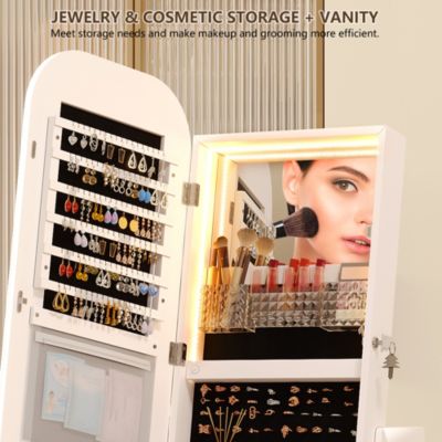 Full-length mirror with wooden frame for floor standing or wall mounting