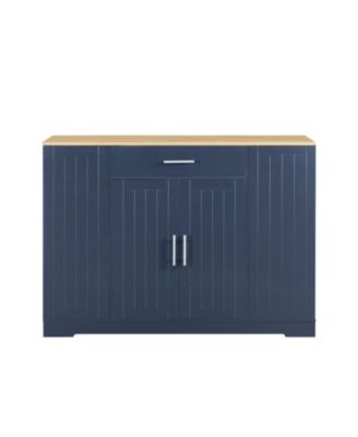 53"W Spice Rack, Drawer, Tilt-Out Trash Bin, Adjustable Shelves Kitchen Island