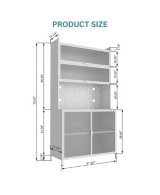 73" Kitchen Pantry Cabinet Flip Door Pegboard Storage