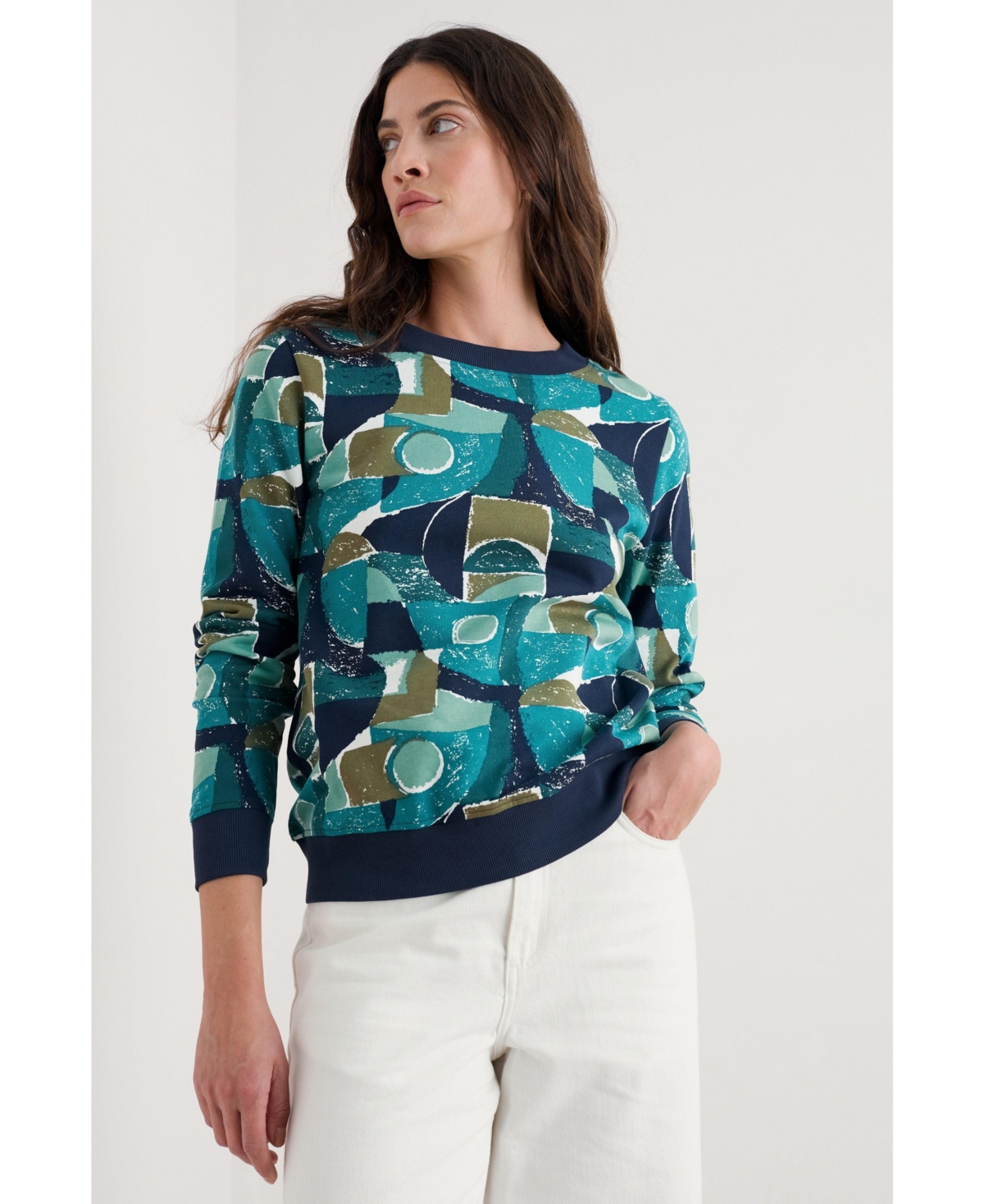 Women's Bright Wave Sweatshirt - Penwith abstract emulsion