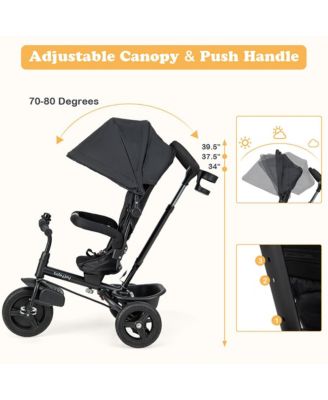 4-in-1 Baby Tricycle Toddler Trike w/ Reversible Seat Canopy & Push Handle