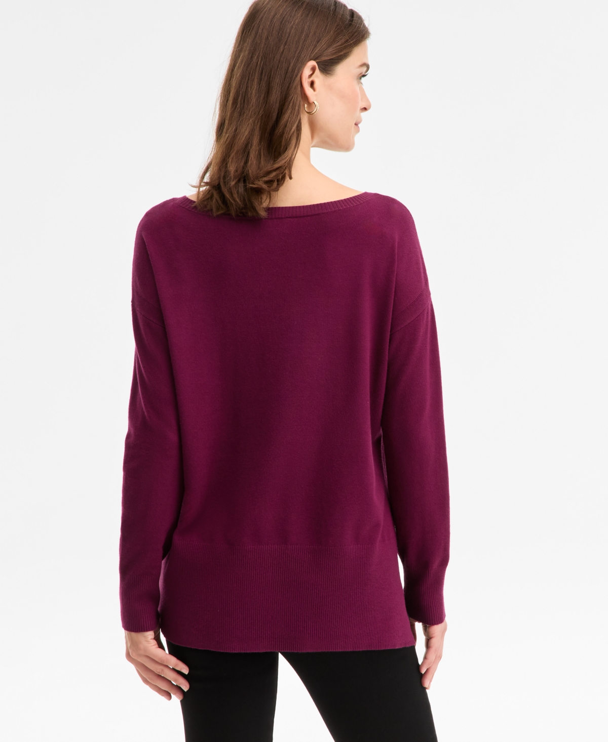 Inc International Concepts Women's Everyday Sweater Tunic, Macy's Exclusive In Burgundy