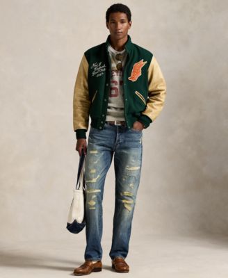 Men's Wool-Blend Twill Letter Jacket