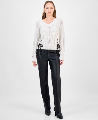 Women's Side-Stitch Cable-Knit Sweater