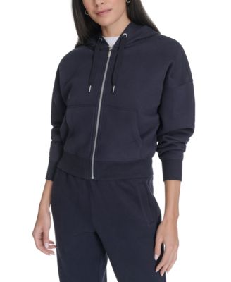 Calvin Klein - Women's Fleece Crop Zip-Front Long-Sleeve Hoodie
