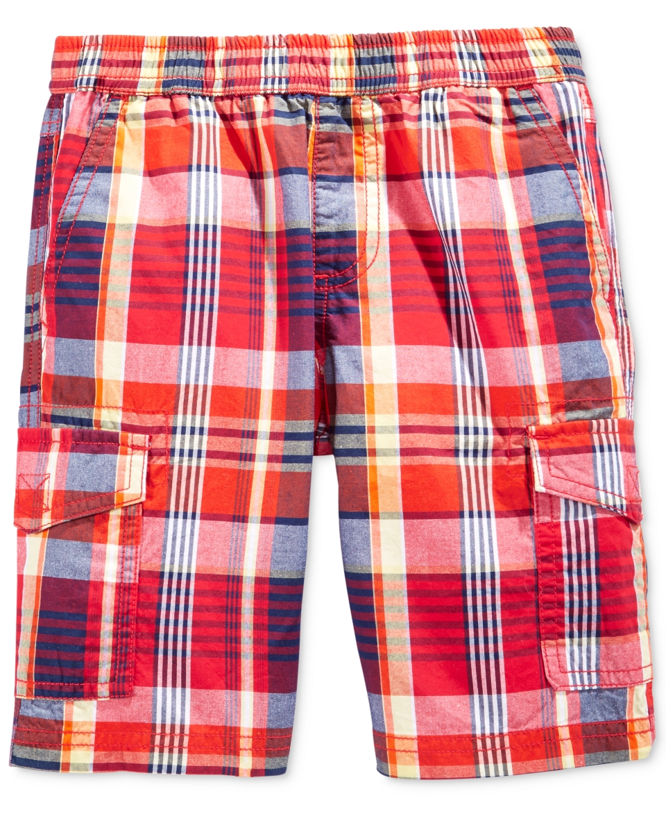Epic Threads Little Boys Mist Plaid Cargo Shorts, Only at