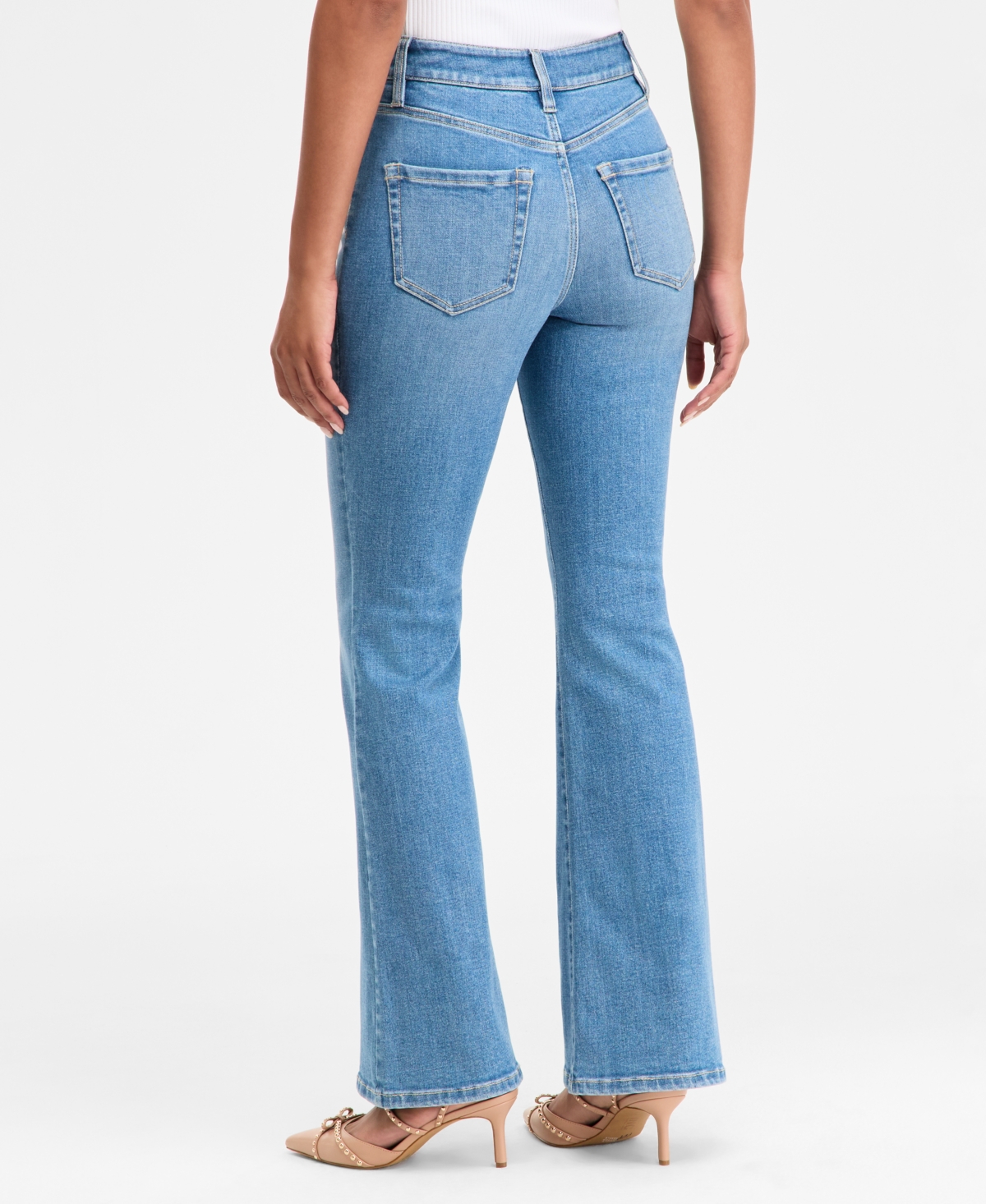 Inc International Concepts Petite High-rise Flare-leg Jeans, Macy's Exclusive In Blue